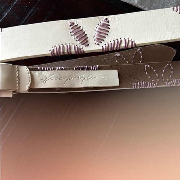 Free People Accessories - Free People Cream and light purple Embroidered Belt